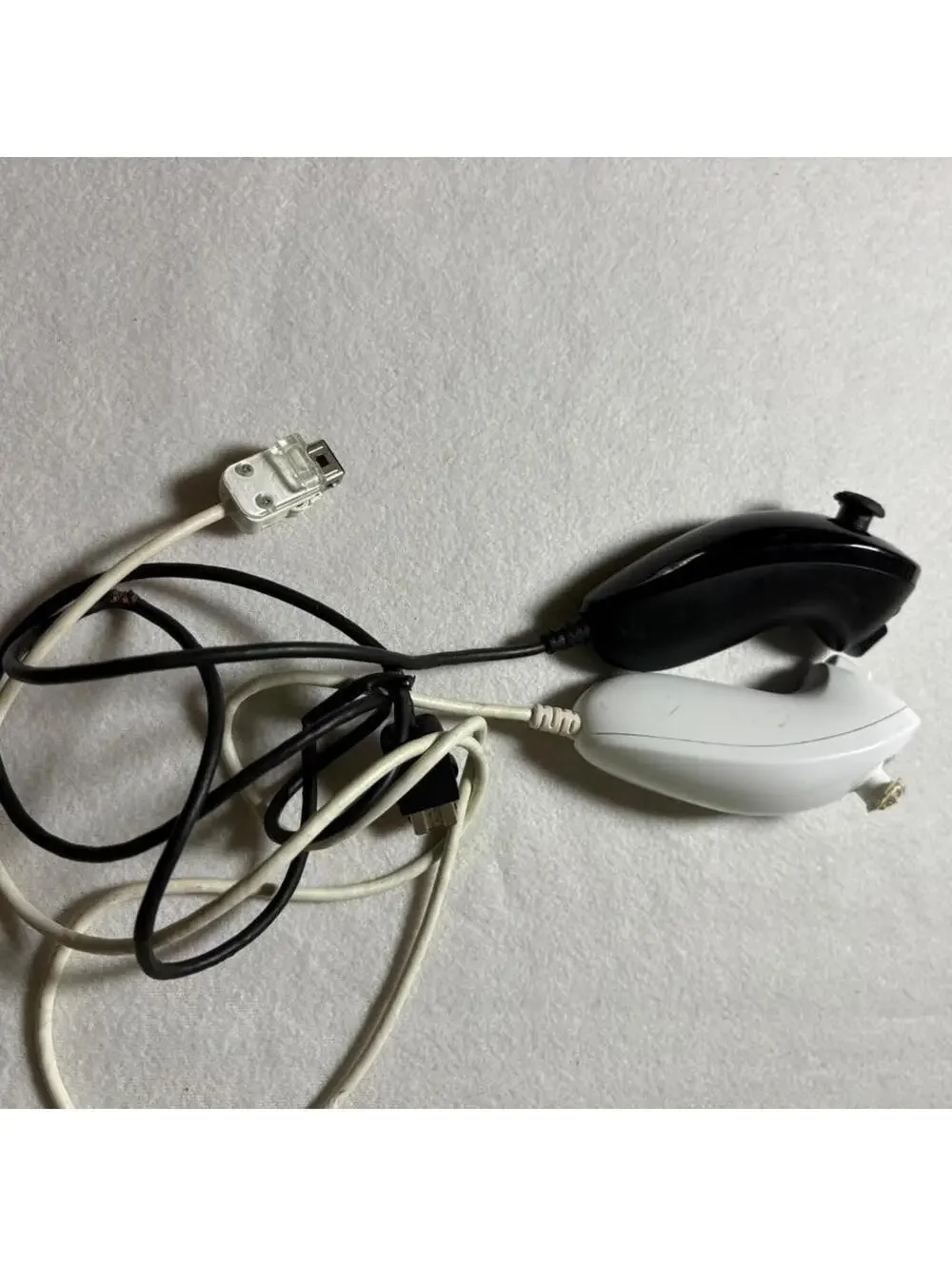 Nintendo Wii Nunchuck Controllers Black and White Lot of 2 Damaged For Parts